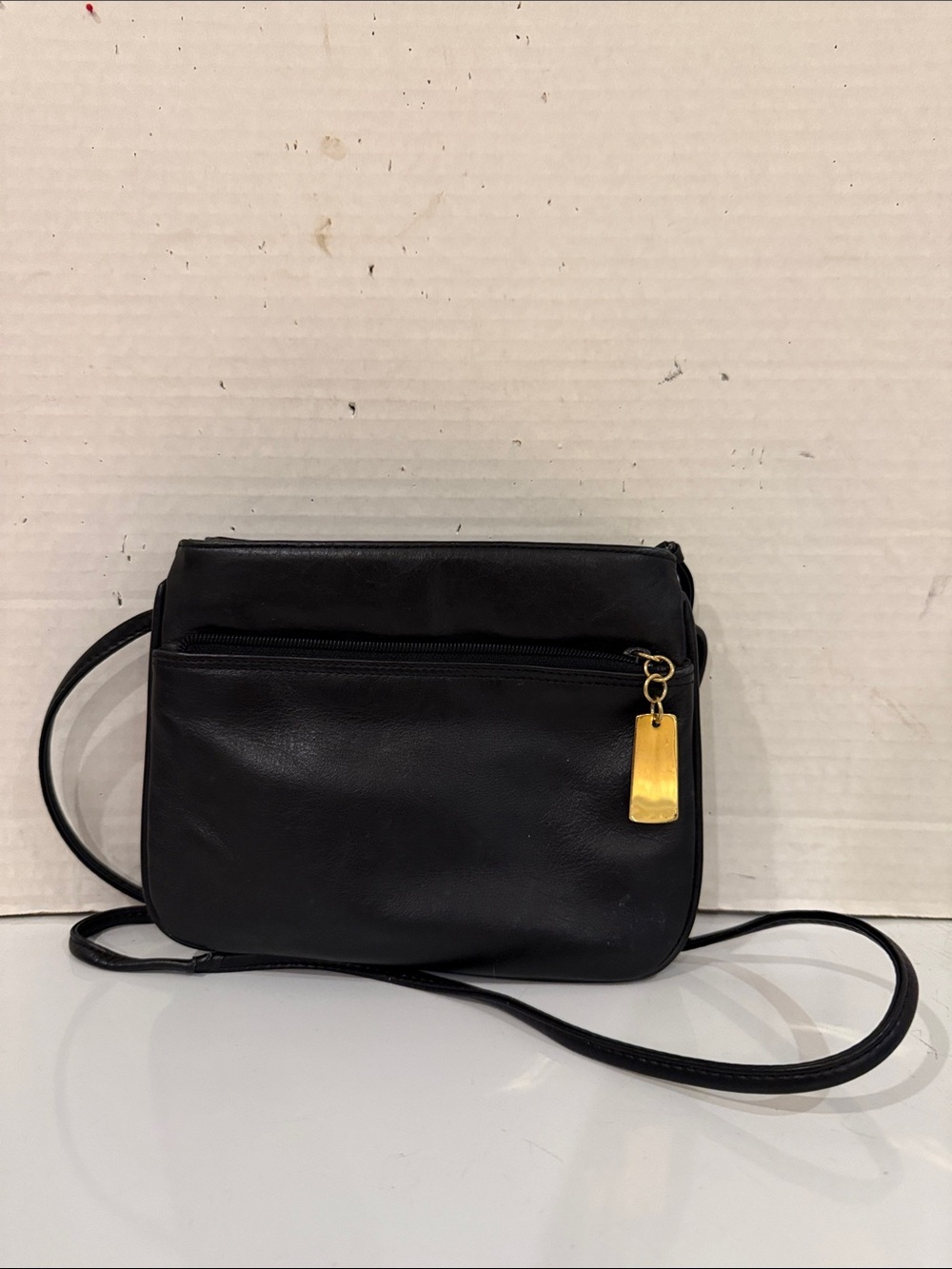Giani Bernini Black Crossbody Bag with Gold Tag